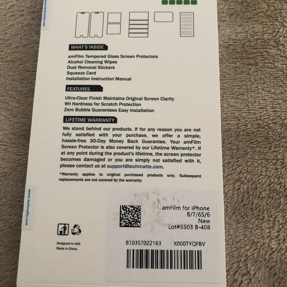 Glass protector for iPhone 8, 7, 6s, 6